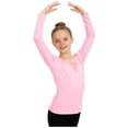 thumbnail image 2 of Girls' Solid Color Long Sleeved Round Neck Dance Practice Uniform Mid Size Children's Top, 2 of 6