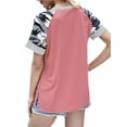thumbnail image 4 of Gvmfive Women Short Sleeve Camo Print Tops Colorblock Round Neck Pullover T-shirt, 4 of 5