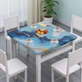 thumbnail image 3 of Blue Marble Gold Line Pattern Square Fitted Tablecloth with Elastic Edge,Square Table Cover,Washable Elastic Table Cover for Home Kitchen Party Decor 34"x34", 3 of 6
