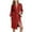 Red, variant on RQYYD Women Kimono Robes Knee Length Knit Bathrobe Lightweight Soft Sleepwear V-neck Casual Ladies Loungewear