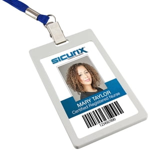 SICURIX Badge Holder - Vertical, White, 6 / Pack (Quantity)