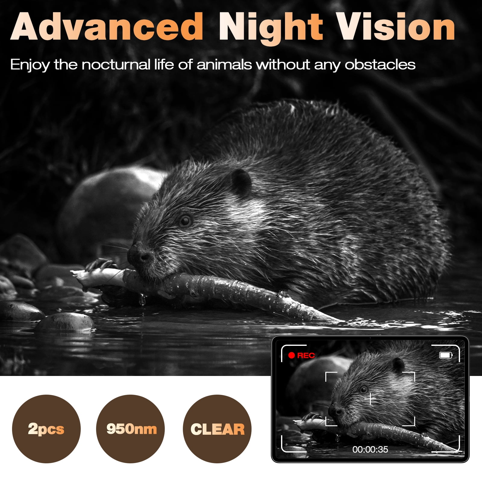 CAMPARK Trail Camera 4K 48MP Game Deer Camera with 950nm Night Vision IP66 Waterproof 0.1S Motion Activated 120° Wide Angle Trail Cam for Hunting Outdoor Wildlife Monitoring Home Security 2.0" LCD