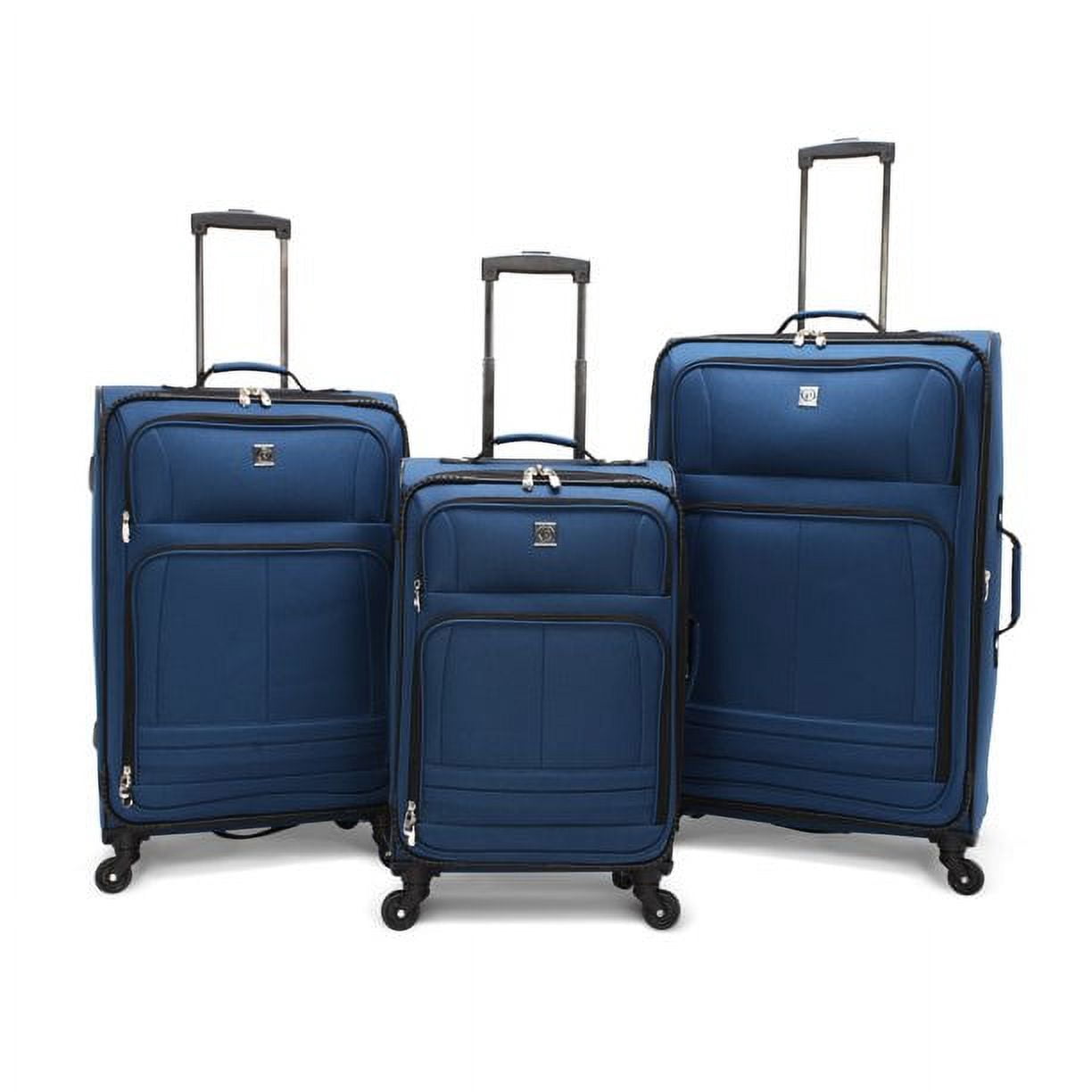 Protege 25" Checked Elliptic 4-Wheel Spinner Luggage, Navy (Walmart Exclusive)