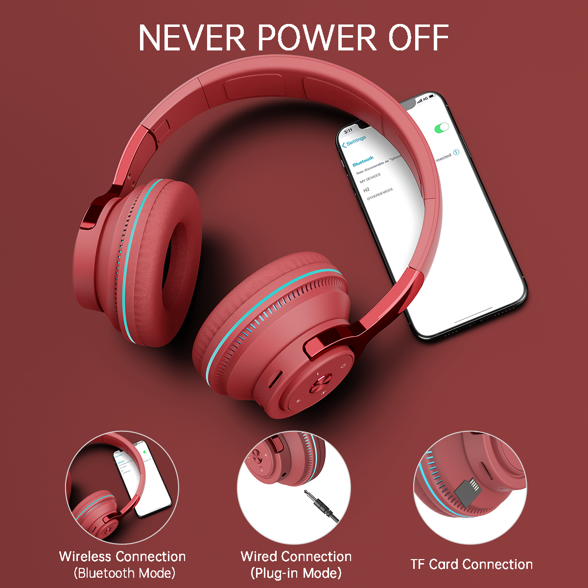 Cshidworld Wireless Over-Ear Headphones with Bass, 70H Battery photo 2