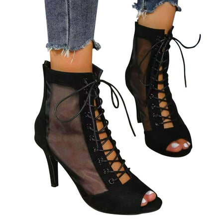 

Lovskoo 2024 Women s Ankle Boots Open Toe Shoes Trendy Sandals Slim High Heels Sandals Outwear Black
