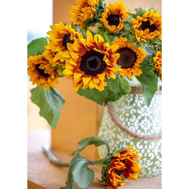 Kit de pintura con taladro de diamante (DB3443) cuadro DIY 5D jarrón de girasol completo redondo obra de arte 20X30cm Hugtrwg Para estrenar