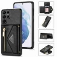 thumbnail image 6 of ELEHOLD Luxury Leather Wallet Case for Samsung Galaxy S22 Ultra,with Card Slots Zipper Pocket Kickstand Function Adjustable Crossbody Shoulder Strap Shockproof Purse Phone Case, Black, 6 of 6