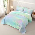thumbnail image 3 of jejeloiu Abstract Geometric Swirl Pattern Bed Spread Queen Kids,Multicolor Pattern Queen Coverlet Set For Girls,3pcs, 3 of 7