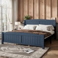 thumbnail image 3 of Bellemave King Size Bed Frame, Wood Platform Bed with Headboard and Footboard, Farmhouse Style King Bed Frame with Support Slats and Strong Structure, No Box Spring Needed-Blue, 3 of 8