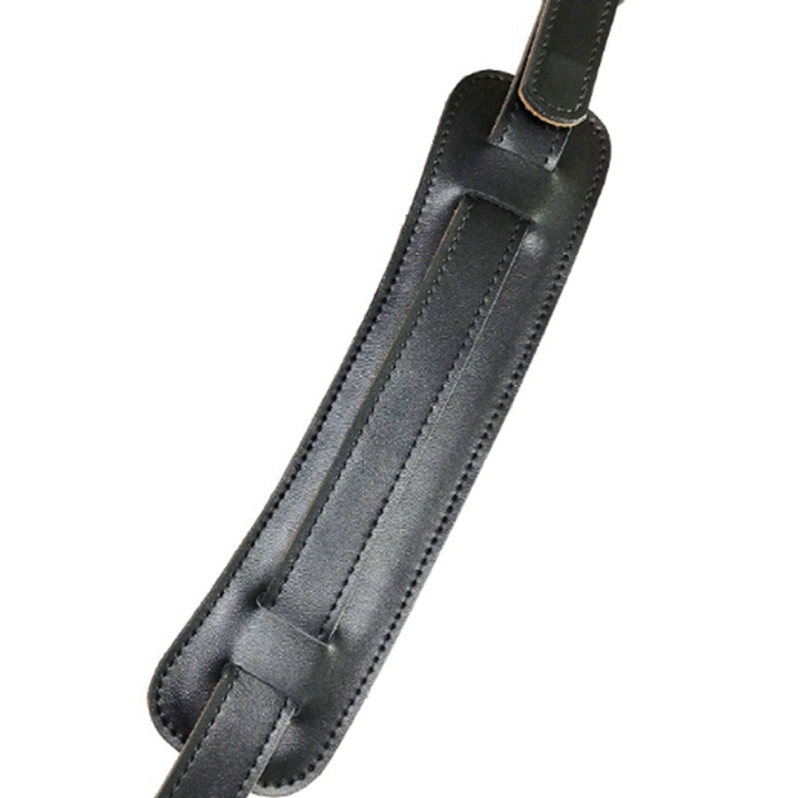 4X Leather and Metal Buckle Electric Guitar Strap Belt Shoulder Pad Adjustable Vintage Guitar Straps-Black Color