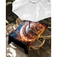 thumbnail image 3 of Outdoor Tablecloth with Umbrella Hole, Baseball, Spillproof Waterproof Outdoor Table Cover, Sports Theme Gradient Orange Blue Black Patio Tablecloths for Party Picnic Camping, Rectangle 52"x70", 3 of 9