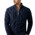 thumbnail image 3 of Kalauyu Mens Quarter-Zip Pullover Sweater Casual Mock Neck Cable Knitted Winter Warm Chunky Sweaters, 3 of 7