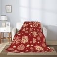thumbnail image 3 of ZNDUO Red Christmas Snowflake Pattern Pattern Thickening Blanket, Fluffy Soft Cozy Flannel Throw Blankets, 60"x50" Inches, 3 of 8