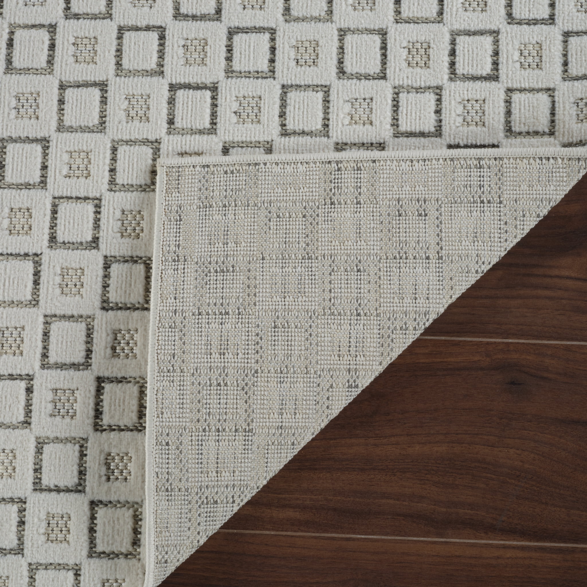 Tapis d'interieur exterieur abstrait Rug Branch Maise, beige creme, moderne - Entree, couloir
