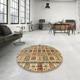 thumbnail image 3 of Ahgly Company Indoor Round Abstract Chrome Gold Yellow Oriental Area Rugs, 3' Round, 3 of 6