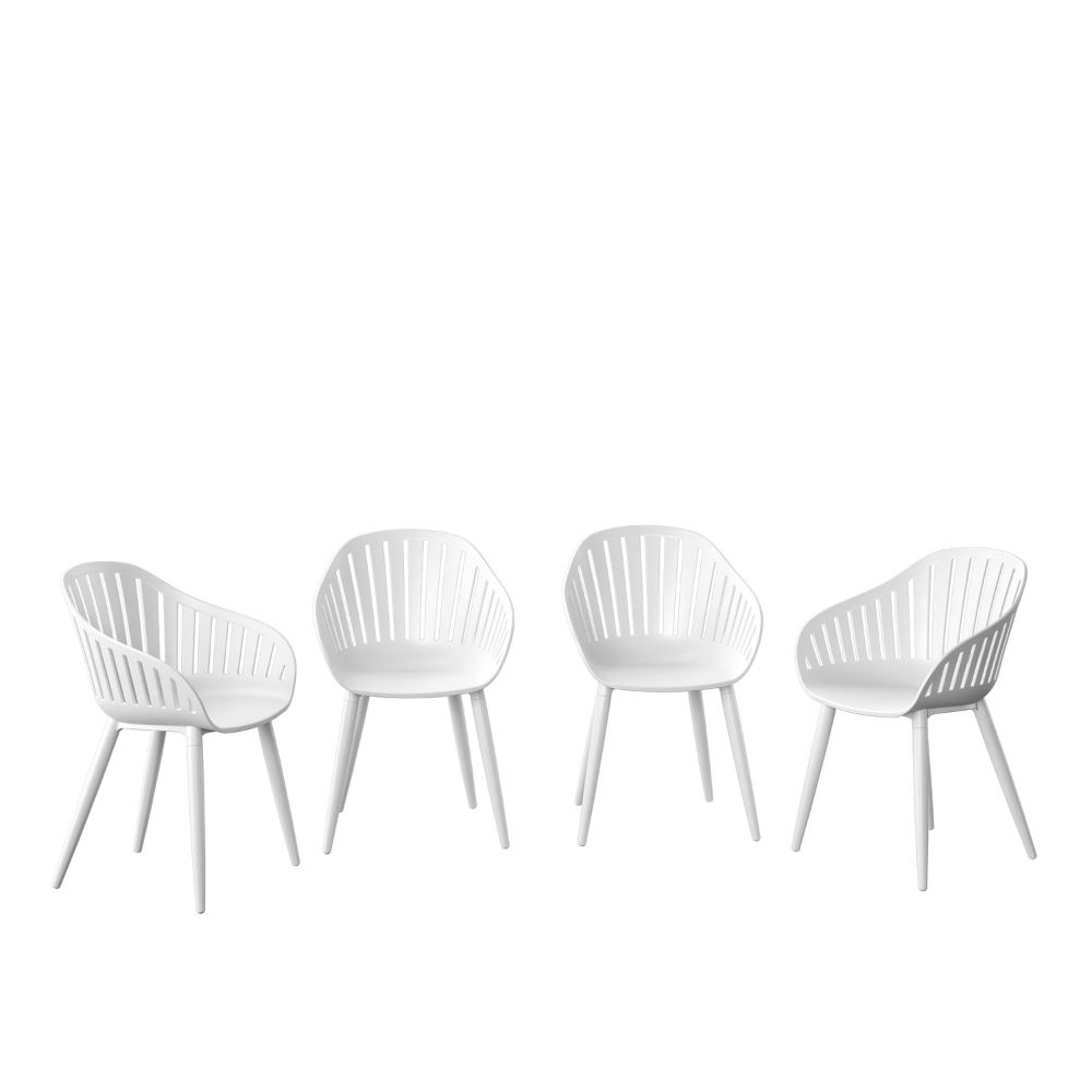 Amazonia Paraty 9-Piece Patio Dining Table Set, Teak Finish & Aluminum, Ideal for Outdoors and Indoors, White