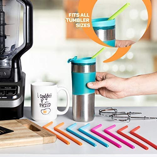 Best Reusable Flexible Silicone Drinking Straws with Case and Cleaning  Brush