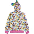 thumbnail image 3 of JoJo Siwa Girls' Little Unicorns & Rainbows All Over Print Zip Up Hoodie with Bow, 3 of 5