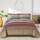 thumbnail image 1 of Set de edredón WONGS BEDDING Boho Queen de microfibra verde/marrón, 1 of 9