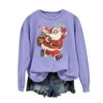 thumbnail image 4 of Lhked Women's Christmas Printed Round Neck Long Sleeved Top Loose Fitting Sweater Long Sleeve Tops Christmas Gifts,Purple,XXXXL, 4 of 4