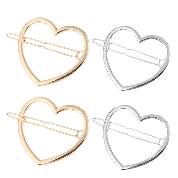 4pcs Cabello Cabello Clips Hollow Heart Bobby Pon Bobby Amor en forma de horquilla de cabello