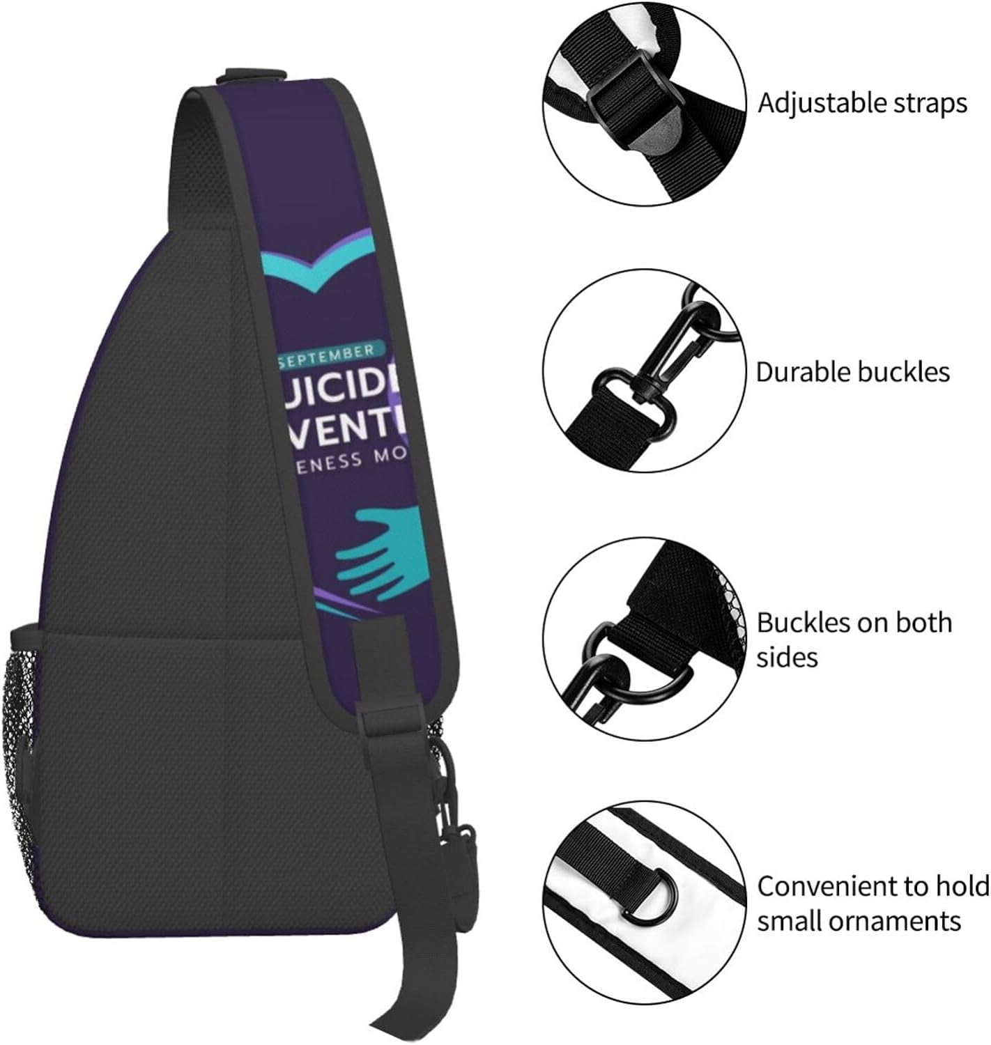 Suicide Prevention Awareness Sling Bag Crossbody Hiking Travel Chest Bags Backpack Shoulder Daypack for Women Men