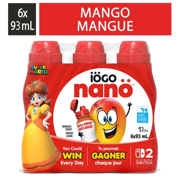 iOGO Nano Drinkable Yogurt Mango 1%, 6x93ml