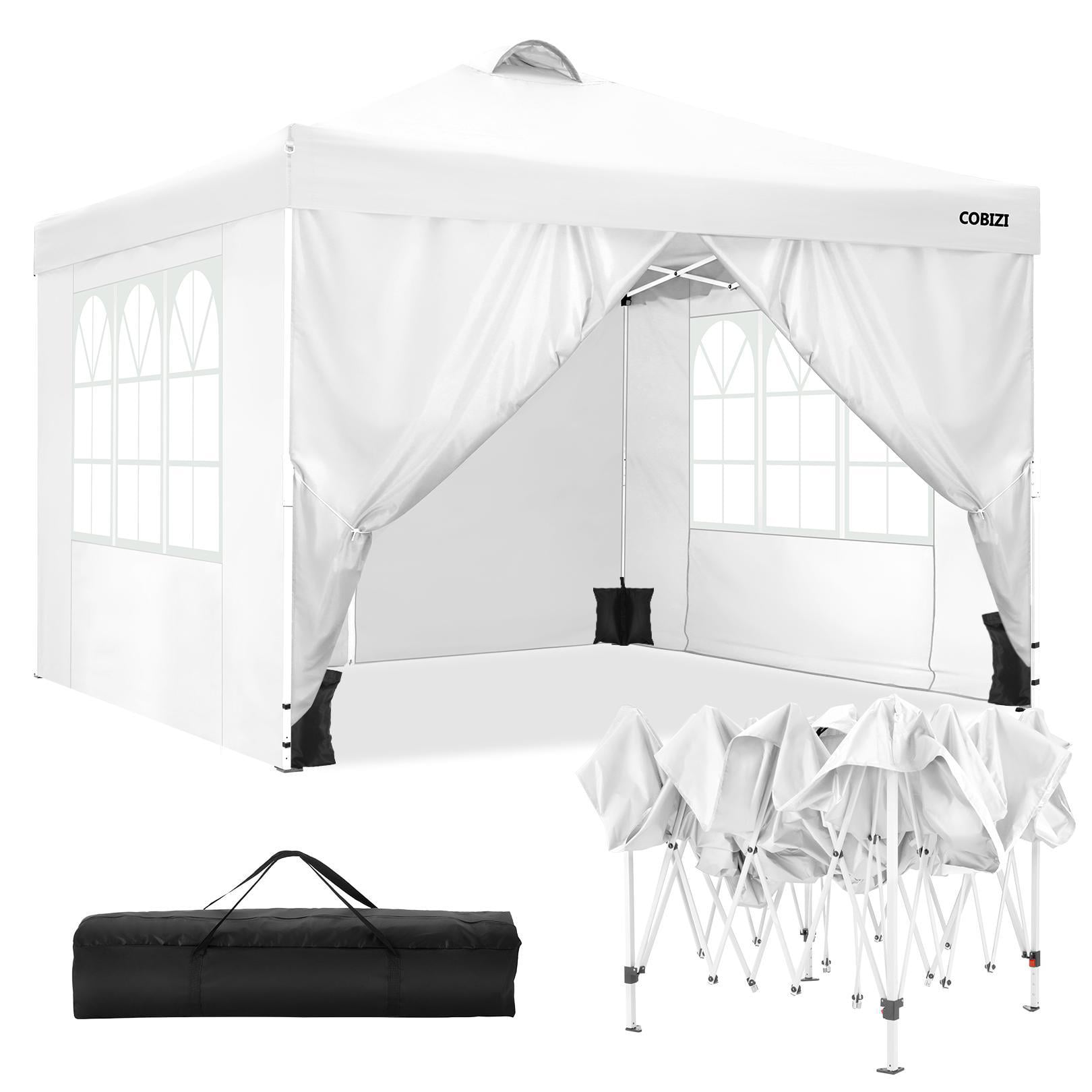 Green 3x4 Metres Gazebo Waterproof Outdoor Tent Marquee Awning Canopy 4 Side Walls 3 with Windows 1 Door with Zip Easy Assemble and Remove