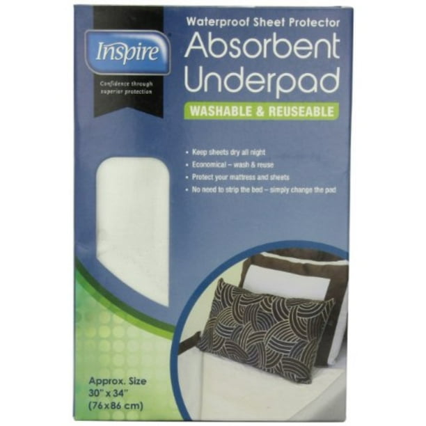 Inspire Washable Reusable Incontinence Underpad, 30 Inches X 34 Inches