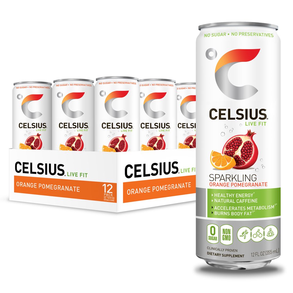 CELSIUS Sweetened with Stevia Sparkling Orange Pomegranate Fitness