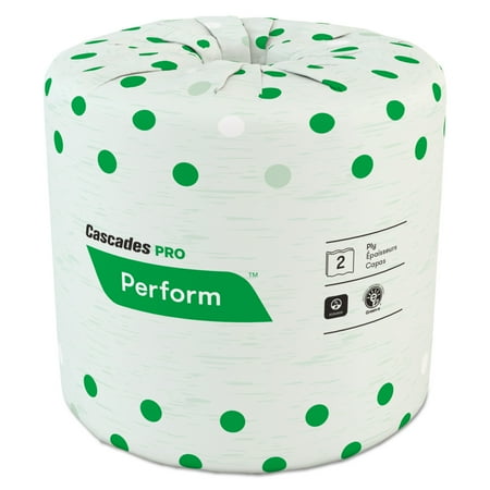 Big Roll Bathroom Tissue - Cascades Standard Bathroom Tissue, 2-Ply, 4 x 3 1/2, White, 336 Sheets/Roll, 48 Rolls/Ctn