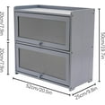 thumbnail image 3 of 2 Tiers Small Bamboo Kitchen Pantry Sideboard Cabinet with 2 Glass Doors Freestanding Kitchen Countertop Shelf Home Organizer Storage Cabinet for Cups Dish Spices Bowls Seasoning Bottles (Gray), 3 of 7