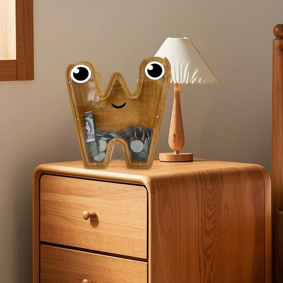 Wooden Letter Bank for Kids Custom Initial Saving Educational for Boys and Girls