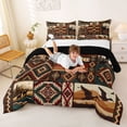 thumbnail image 3 of jejeloiu Wild Duck Full Size Comforter Sets,Patchwork Pattern Bedding Comforter Set For Boys,Rustic Multi,Black Reversible,3-Piece,1 Comforter and 2 Pillowcases, 3 of 7