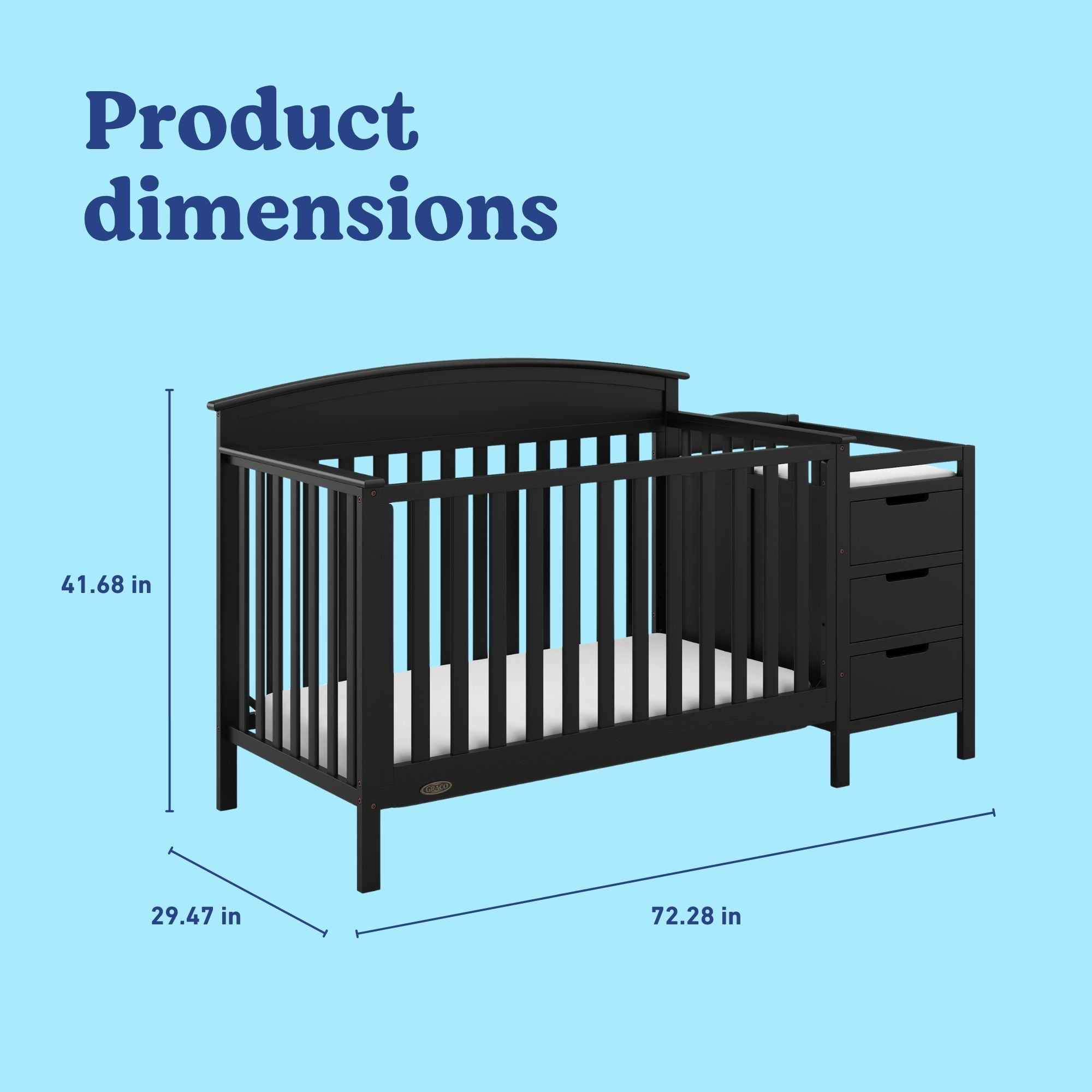 Graco Benton 4-in-1 Convertible Baby Crib and Changer, Black