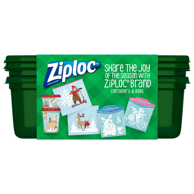 Ziploc Brand Holiday Food Storage Containers, Large Rectangle, 2