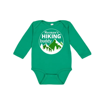 

Inktastic Meemaw s Hiking Buddy with Mountains and Trees Gift Baby Boy or Baby Girl Long Sleeve Bodysuit
