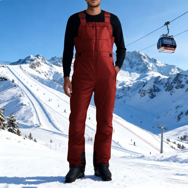 Timegard Snowsuit for Men Zipper Overalls Snowboard Pants Windproof Outdoor Active Jumpsuit with Pockets