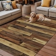 thumbnail image 2 of Fsddascl Brown Wooden Grain Outdoor Rug for Patio/Deck/Porch, Non-Slip Large Area Rug 5 x 8 Ft, Farmhouse Vintage Stitching Art Indoor Outdoor Rugs Washable Area Rugs, Reversible Camping Rug Carpet, 2 of 5