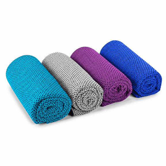 Cooling Towel 4 Pack, 11.8x39.4 Inch Instant Chill Gym Sports Towel, Stay Cool Breathable Sweat Towel for Running Yoga Outdoor Workout, Multi Color