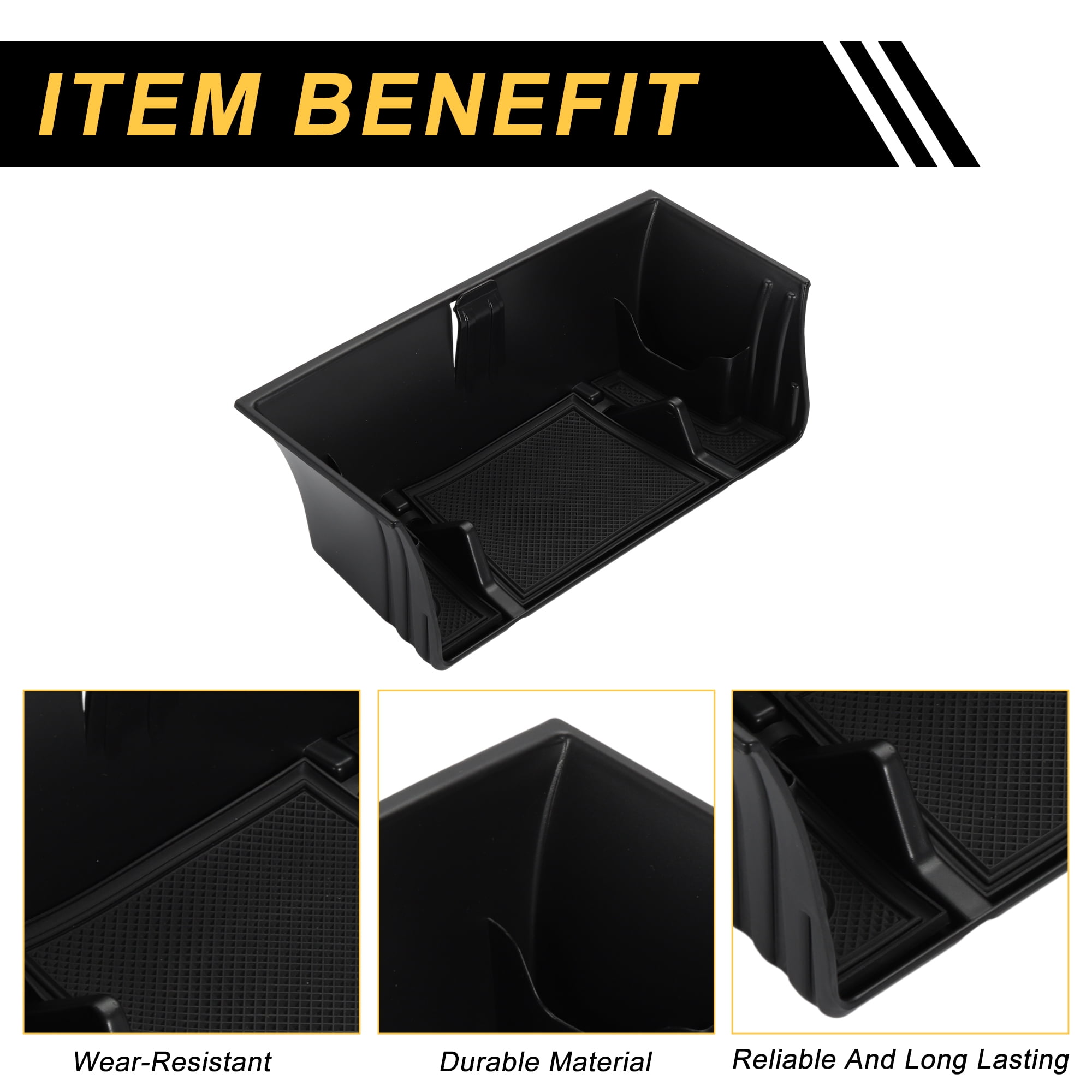 Unique Bargains Center Console Armrest Organizer Tray for Land Rover Defender 90 110 130 2020-2024 Armrest Insert Tray Storage Box Plastic Black