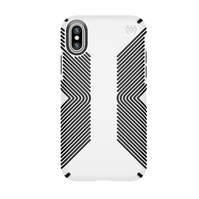 Funda para iPhone XS/X Speck Presidio Grip, blanca y negra