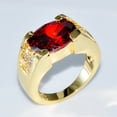 thumbnail image 3 of Unisex Gold Plated Copper Ring With Geometric Full Diamond Design Durable Elegant Jewelry Sizes 6 7 8 9 10 11 12, 3 of 5