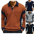 thumbnail image 3 of Generic Men's Corduroy Long Sleeve Polo Shirts Vintage Patchwork Golf Shirt Casual Lapel Pullover Fall Business Work Top, 3 of 6