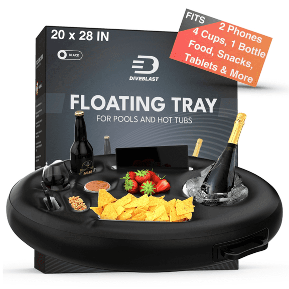 Diveblast Drink Holder for Swimming Pools and Hot Tubs, Fun Pool Toy for Adults, Black