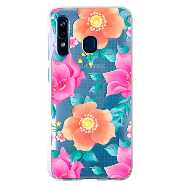 Funda Antigolpes InstaCase para Galaxy A20 Flores Naranjas y Rosas