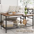 thumbnail image 3 of Ourlova 39.3in Rustic Brown Coffee Table with Mesh Shelf 2-Tier Industrial Rectangle Living Room Table, 3 of 8