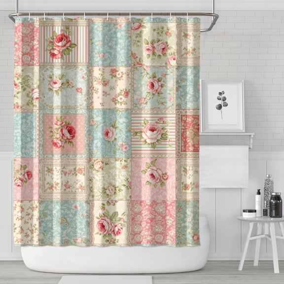Pioneer Flower Floral Print Pattern Shower Curtain 84"x72", Bathroom Decorative Shower Curtain Set with 12 Hooks, Waterproof Washable