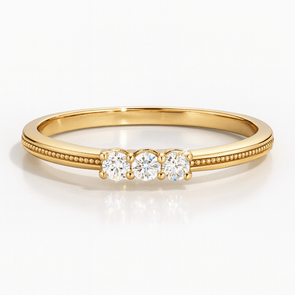 vylahjewellery Delicate August Born Birthstone Wedding Gift Ring Three Stone Round Cut Moissanite Diamond Ring Wonderful Engagement Ring for Woman 14K Yellow Gold Anniversary Ring