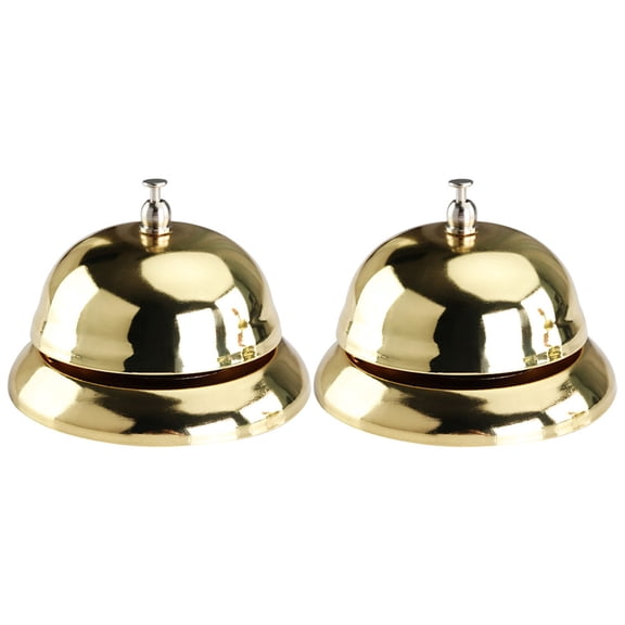 2Pcs Hand Press Desk Bell Game Answering Devices Restaurant Bell (Golden)